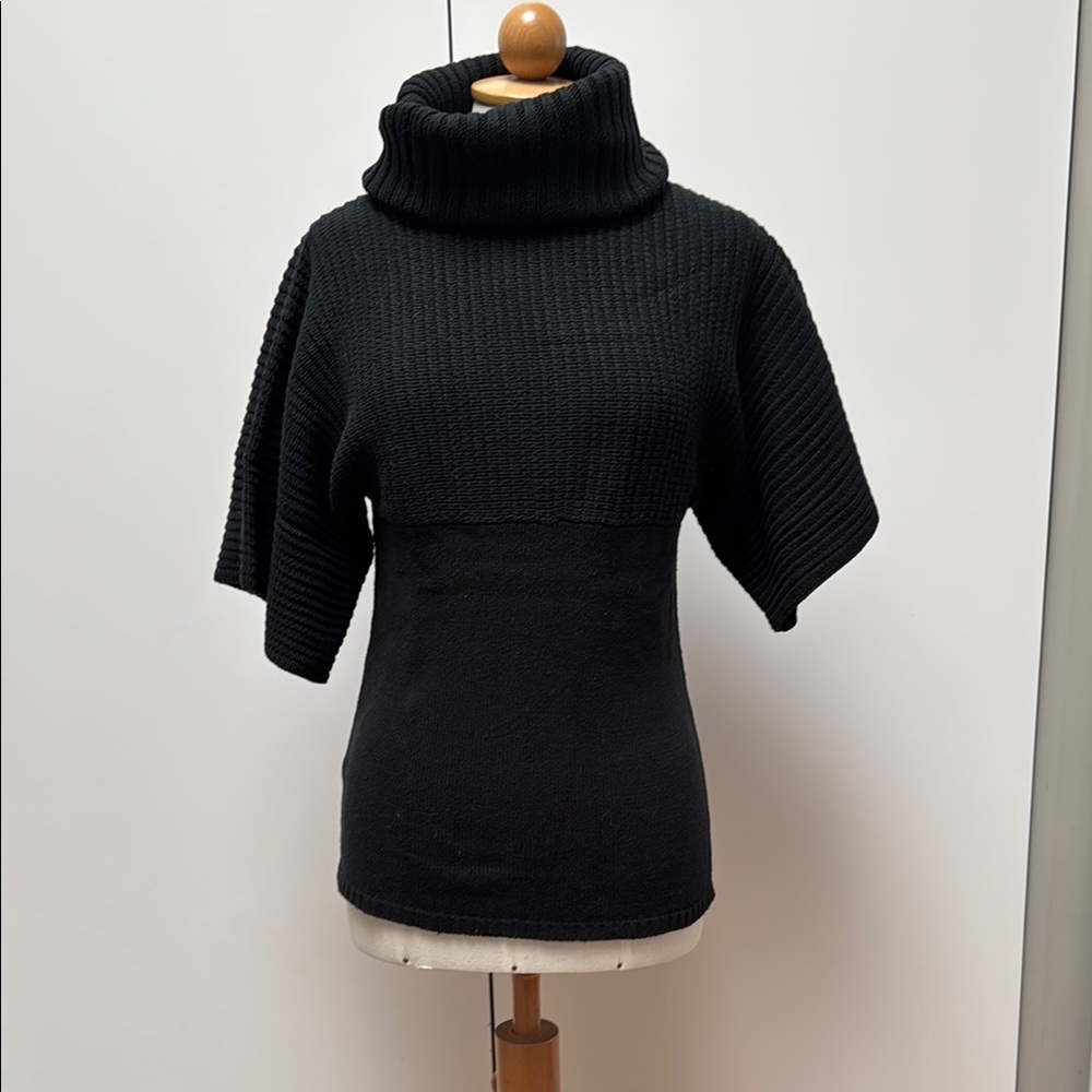 BCBGeneration Black Cowl Neck Sweater with Short Sleeves